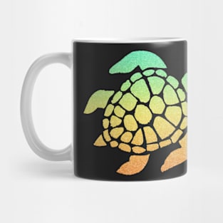 Pastel Orange Teal Ombre Faux Glitter Turtle Mug